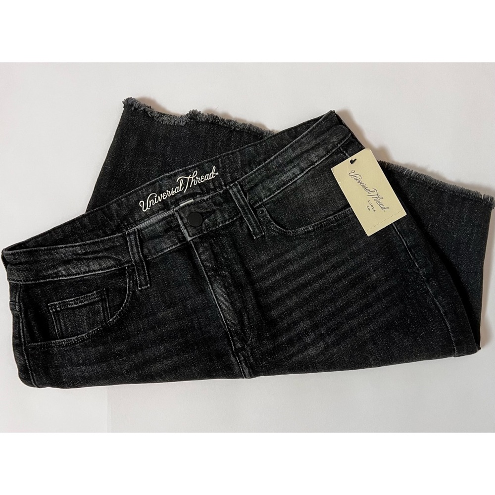 NWT Universal Thread Black Denim Knee Length Skirt Sz 10